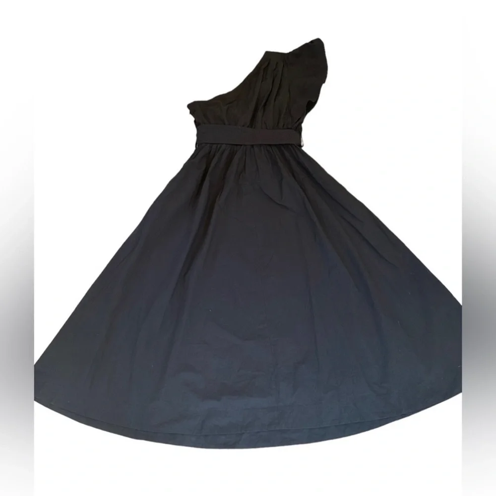 NWT Madewell Ruffled One-Shoulder Midi Dress black 0 - Picture 4 of 9
